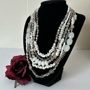 Chicos Multi Strand Silver and White Necklace